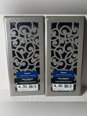 LOT OF 4-Imperial Floor Register Covers 4"X10 + 4”x12-TWO OF EACH Satin Nickel